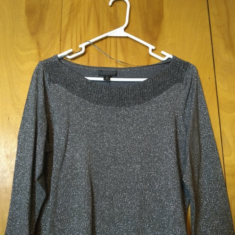 WORTHINGTON SIZE MEDIUM GRAY SILVER METALLIC 3/4 SLEEVE PULLOVER SHIRT NEW - Picture 2 of 5
